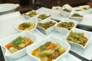 marinated vegetables in portioned plates